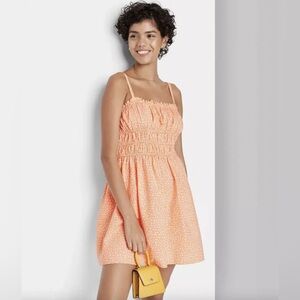 Wild Fable A Line Cotton Blend Orange Floral Mini Sundress Size Medium